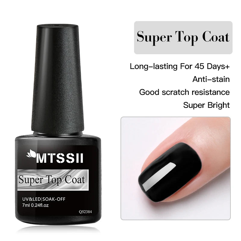 Mtssii 7ml Glitter Rubber Base Gel Polish Gold Sequins Pink White Base Gel Top Coat Soak Off UV LED Nail Art Varnish Manicure
