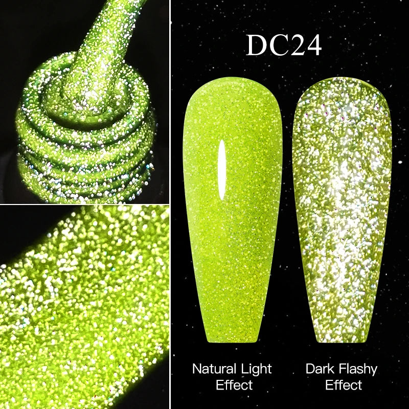 Mtssii 7ml Reflective Glitter Thermal Gel Nail Polish Color Changing Gel Semi-permanent Nail Art Varnishes Soak Off UV LED Gel