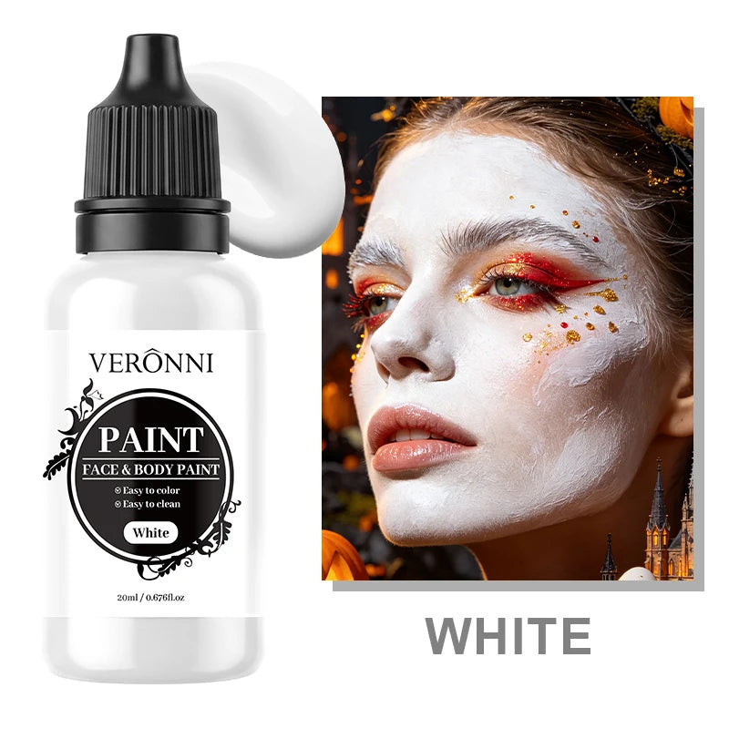 20ml Water Based Face Body Paint Single Bottle Safe Non-toxic For Halloween Party Cosplay Makeup Easy To Wash Off For Kids Adult