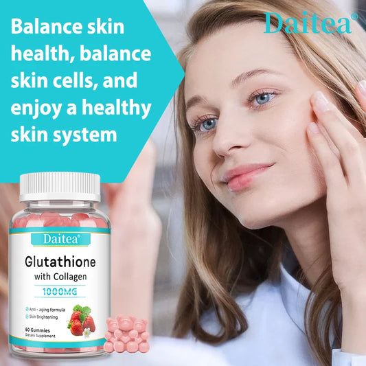 Glutathione Collagen Gummies, Collagen Gummies with Vitamin C, Glutathione Supplement for Women, Skin Brightening & Anti-Aging