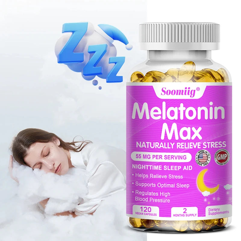 Melatonin 55mg - with MSM, Zinc, Vitamin D3 & B6, Fall Asleep Faster, Stay Asleep Longer, Easy To Take, Vegan Non-GMO Supplement