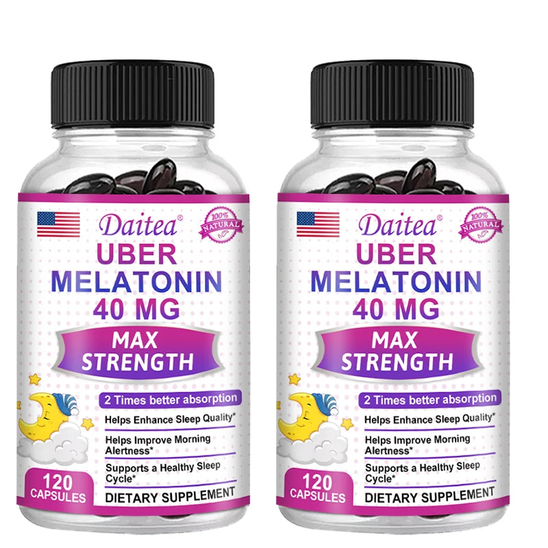 Daitea Super Melatonin Capsules-40mg Contain Vitamin C, Help You Fall Asleep Faster, Relieve Insomnia and Improve Sleep Quality