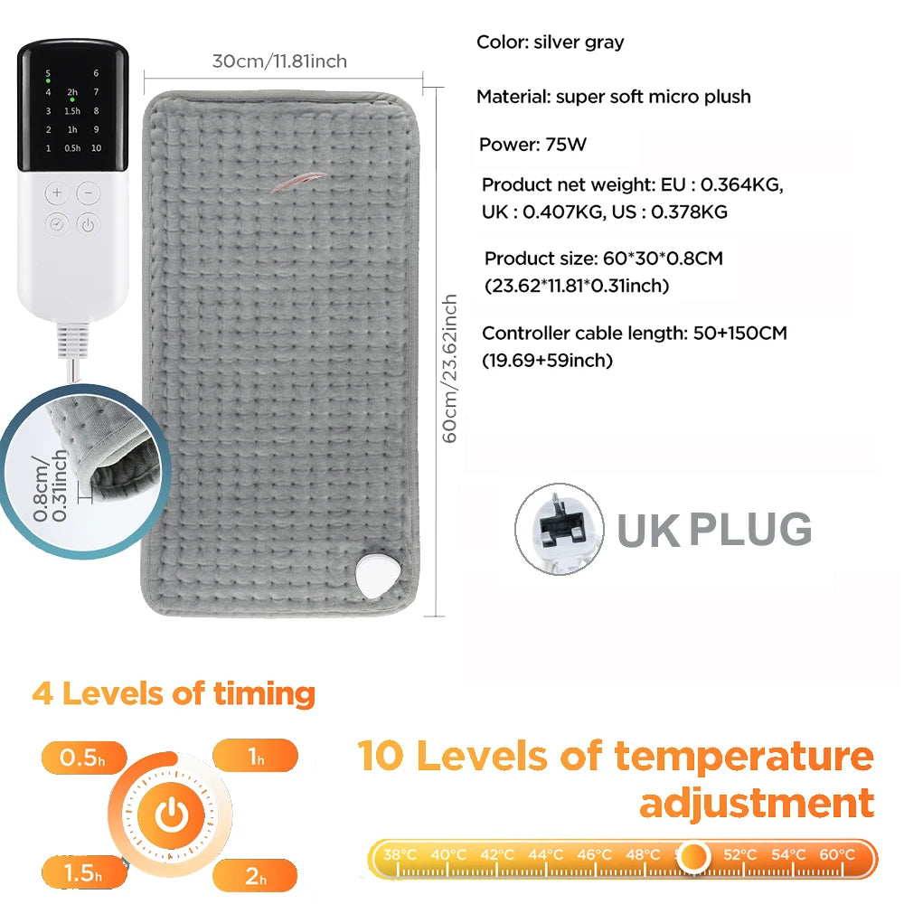 50*100cm Home Electric Heating Pad Back Shoulder Office Winter Warming Blanket 10 Heat Thermal Mat Abdomen Period Menstrual Belt