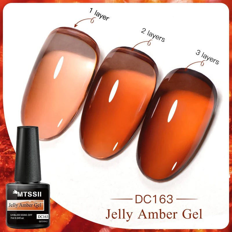 7ML Jelly Gel Nail Polish Black Crystal Translucent Dull Color Nail Art Gel Semi Permanent Varnish Soak Off UV LED Gel Polish