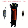 USB Heated Small Black Cat Pillow Heating Pad for Period Cramp 5 Temperature Levels 5 Timer Setting 45cm/17.7" All Season