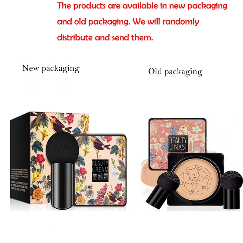 Air Cushion CC Cream Mushroom Head Foundation Moisturizing Long Lasting Face Comestics Natural Brighten Face Base Tone Make Up