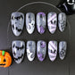 24pcs Sliver Spider Design Fake Nail Halloween Gothic Punk False Nail Tips Wearable European Heavy Metal Almond Press on Nails