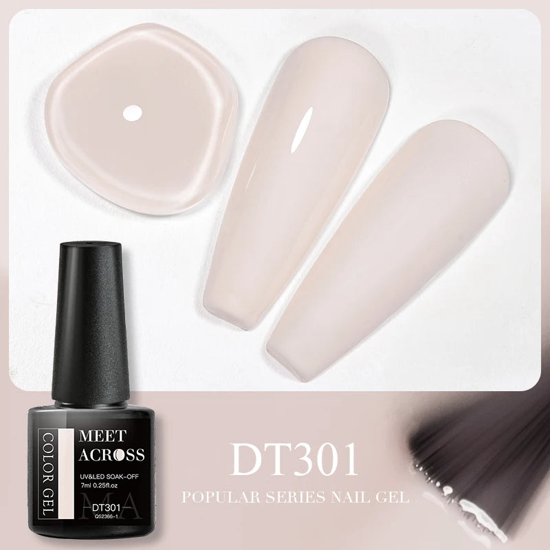MEET ACROSS 7ml 140 Colors Glitter Gel Nail Polish Fluorescent Laser Semi Permanent Soak Off Nail Art UV Gel Varnish Manicure