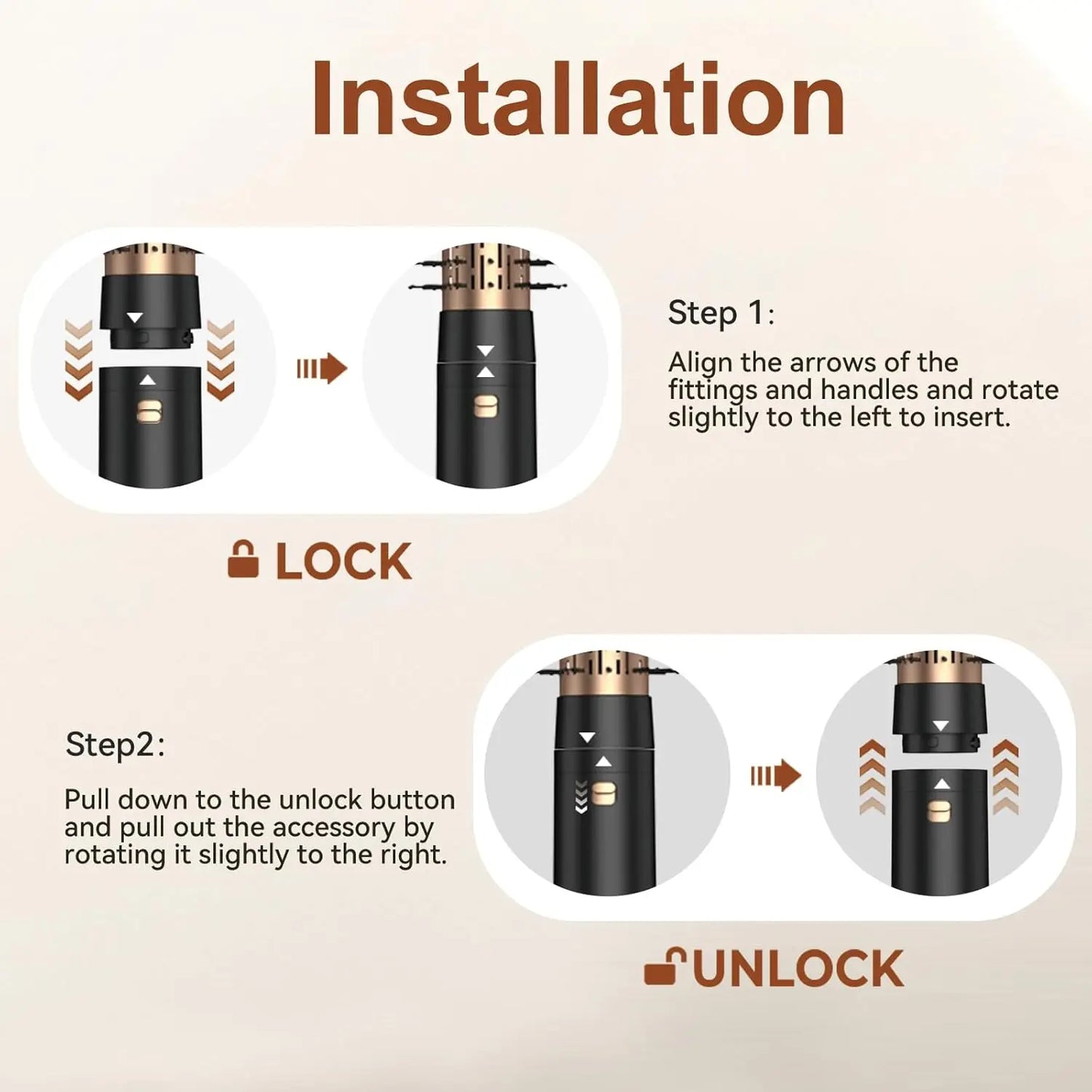 Rotating Hair Dryer Brush,3 in 1 Rotating Hot Air Brush with Detachable Brush,3 Heats and 2 Speeds Rotating Hair Dryer Brush