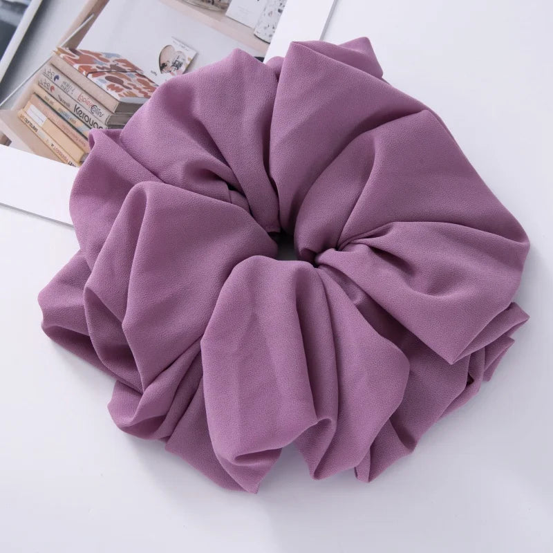 Big Size Chiffon Scrunchies For Muslim Women Custom Elastic Volumizing Oversized Neat stitching Malaysian Bunch Hair Tie