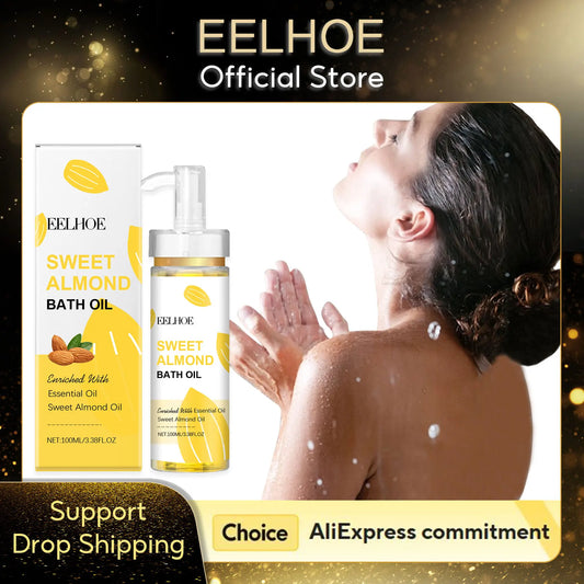 EELHOE Sweet Almond Oil for Bath Exfoliator Shower and Body Cleaning Brightening Skin Care Products Nourish Bath Essential Oil