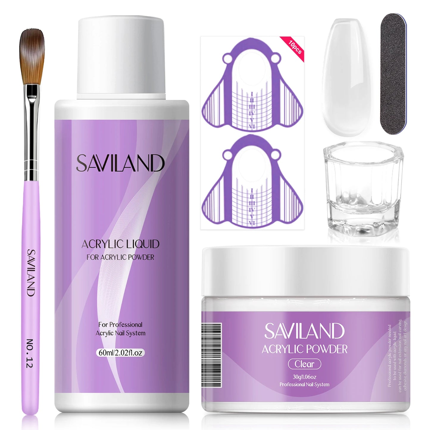 SAVILAND Acrylic Nail Kit Nails Art Decoration Acrylic Powder and Liquid Crystal Nail Glitter 3D Nail Tips Carving Tools