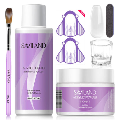 SAVILAND Acrylic Nail Kit Nails Art Decoration Acrylic Powder and Liquid Crystal Nail Glitter 3D Nail Tips Carving Tools