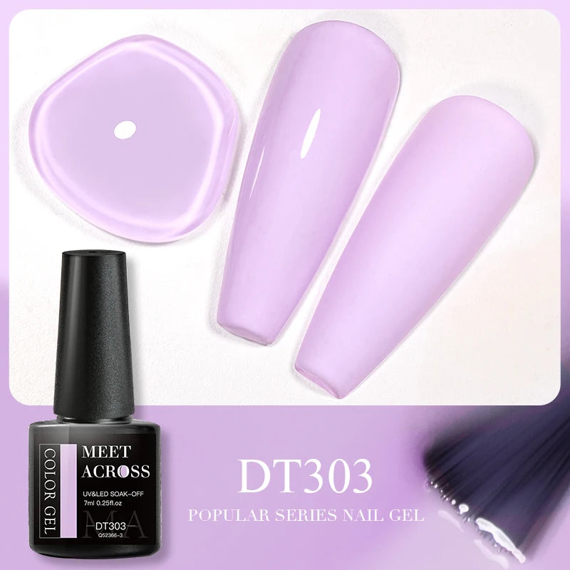 MEET ACROSS 7ml 140 Colors Glitter Gel Nail Polish Fluorescent Laser Semi Permanent Soak Off Nail Art UV Gel Varnish Manicure