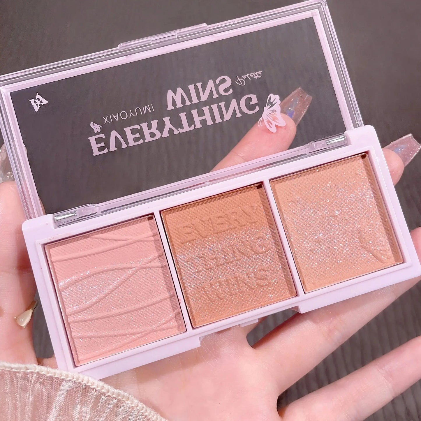 3-color Blush Palette Nude Makeup Natural Matte Milk Tea Orange Tone Long-lasting Rouge Blush Powder Cream Palette