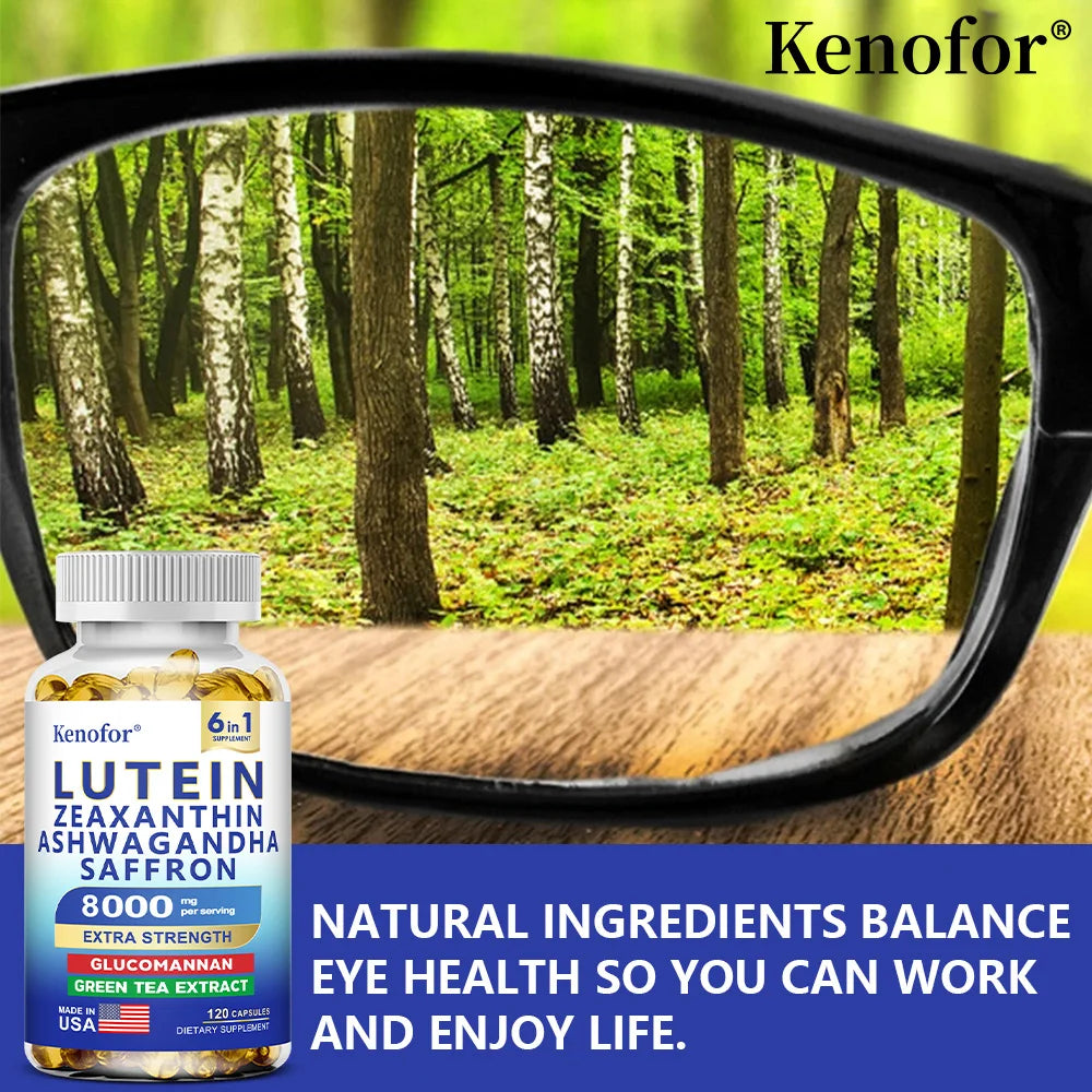 Lutein and Zeaxanthin Capsules - Eye Vitamins for Adults Eye Health Supplement with Glucomannan, Ashwagandha for Vision & Eyes