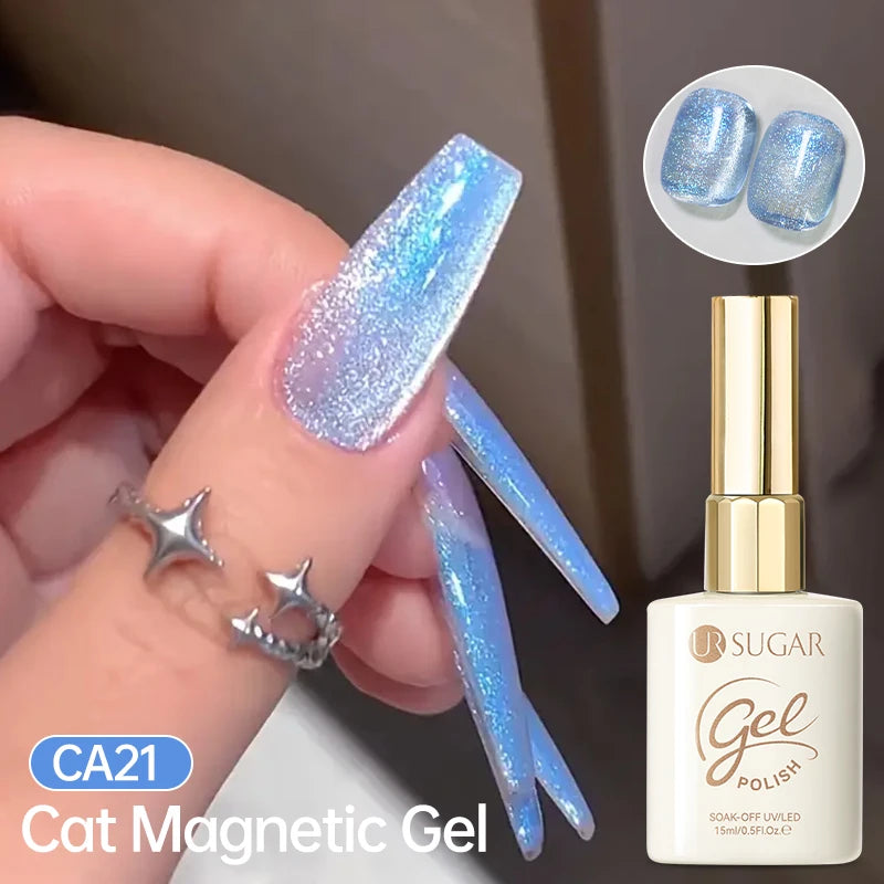 UR SUGAR 15ml Jelly Pink Cat Magnetic Gel Nail Polish Glitter ICE Soak Off Ceramic UV Gel Semi-permanent Nail Supplies Manicure