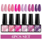 Mtssii 6PCS/Set Sparkly Nude Pink Gel Nail Polish Glitter Semi Permanent Nail Art LED UV Soak Off Gel Varnish Nail Supplies