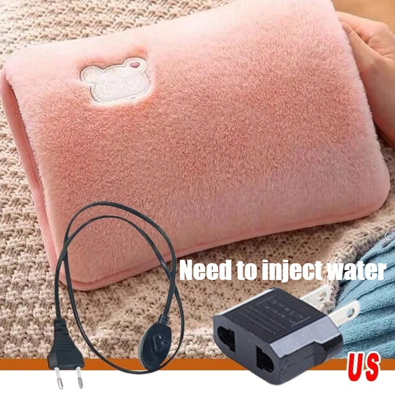 Soft Plush Electric Hot Water Bottle Charging with EU/US/AU Plug for Winter Warmth and Pain Relief Winter Women's Gifts