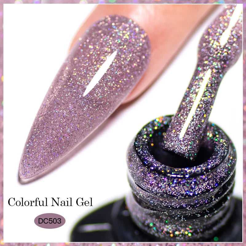 Mtssii 7ML Colorful Reflective Gel Nail Polish Glitter Sparkling Flash Glitter Gel Polish Semi Permanent Varnish Soak Off Nails