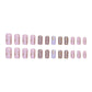 24 pieces long square French simple long wheat check nails +1 nail glue +1 nail file
