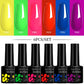 LILYCUE 6Pcs/Set Red Nude Glitter Gel Nail Polish Gorgeous Full Coverage Soak Off UV Gel Nail Art Base Top Coat Gel Polish Kits