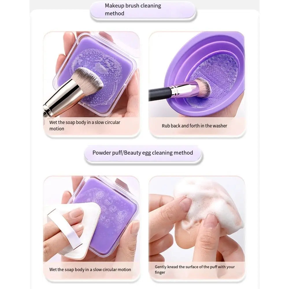 50g Makeup Brush Cleaner Soap Solid Soap with Storage Box Cosmetic Brush Cleaner Powder Puff Brushes Cleaning Solution