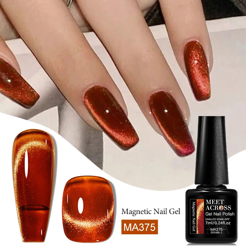 7ml Red Series Cat Magnetic Gel Nail Polish Sparkle Glitter Semi Permanent Nail Art UV Gel Varnish Manicure For Valentines Nails