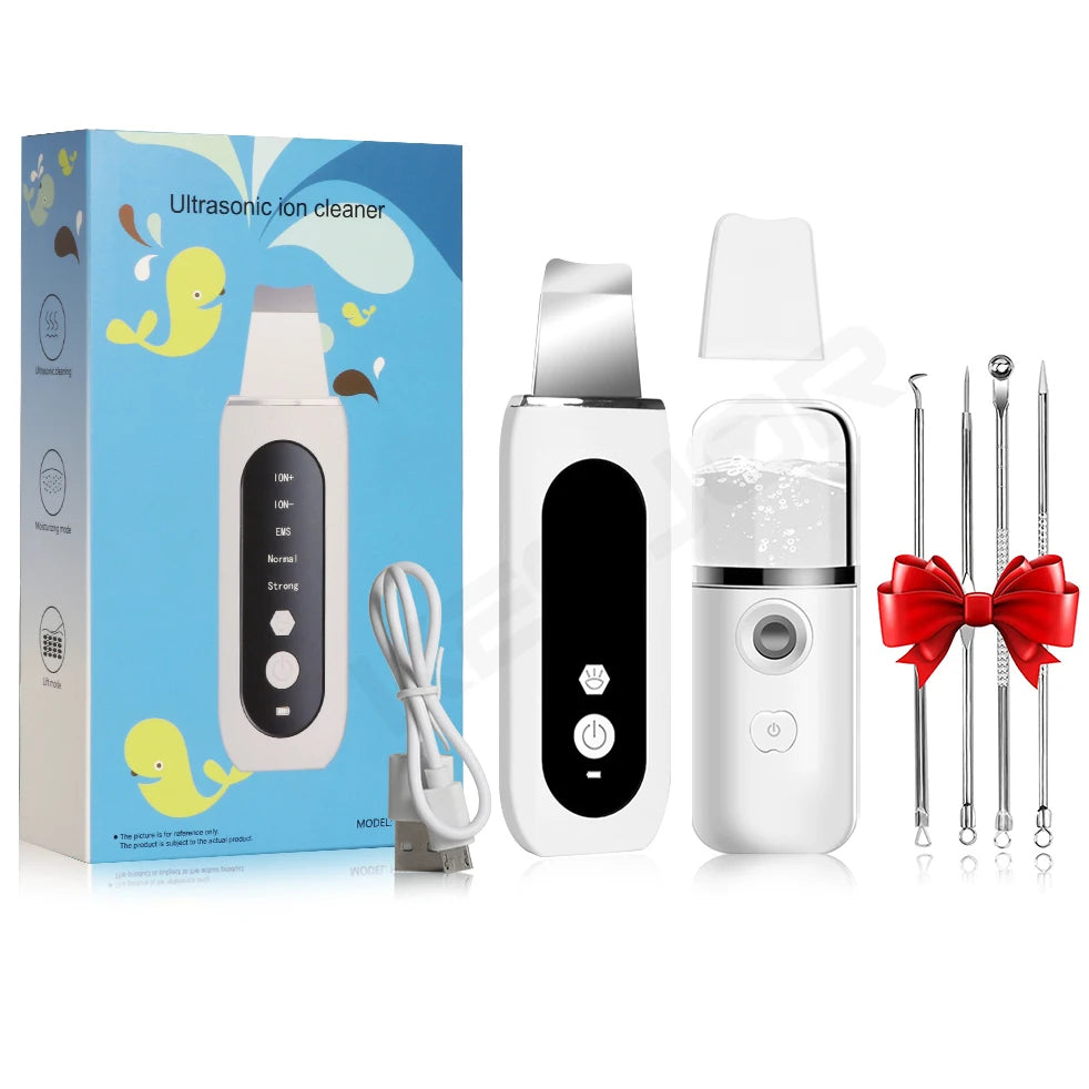 Ultrasonic Skin Scrubber Facial Peeling Face Scrubber Blackhead Remover Ance Pore Deep Facial Cleaning Spatula Facial Cleanser