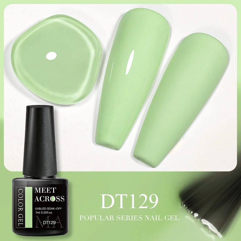 MEET ACROSS 7ml 140 Colors Glitter Gel Nail Polish Fluorescent Laser Semi Permanent Soak Off Nail Art UV Gel Varnish Manicure