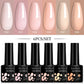 LILYCUE 6Pcs/Set Red Nude Glitter Gel Nail Polish Gorgeous Full Coverage Soak Off UV Gel Nail Art Base Top Coat Gel Polish Kits