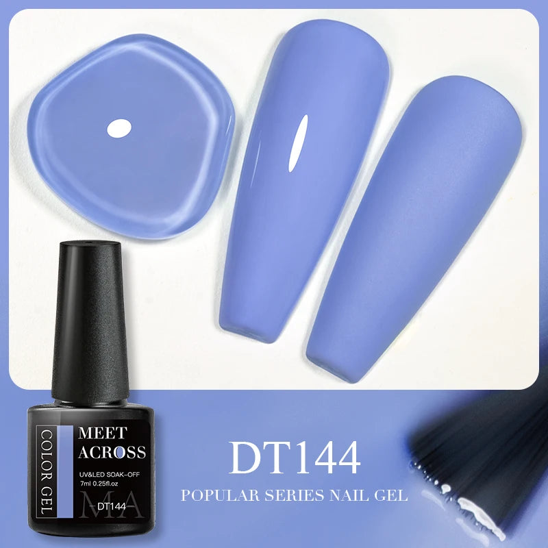 MEET ACROSS 7ml 140 Colors Glitter Gel Nail Polish Fluorescent Laser Semi Permanent Soak Off Nail Art UV Gel Varnish Manicure