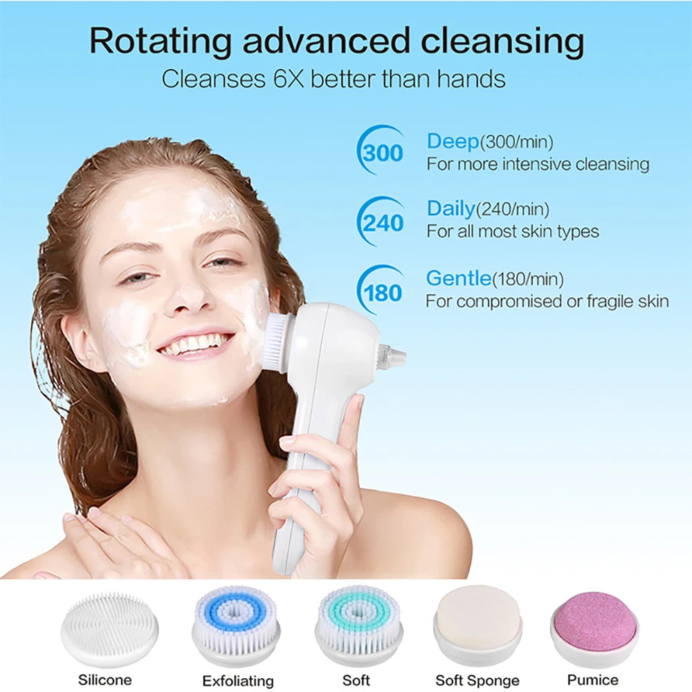 Facial Washer Exfoliator, Electric Facial Rotating Brush for Exfoliation, Massage and Deep Cleansing
