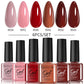 LILYCUE 6Pcs/Set Red Nude Glitter Gel Nail Polish Gorgeous Full Coverage Soak Off UV Gel Nail Art Base Top Coat Gel Polish Kits