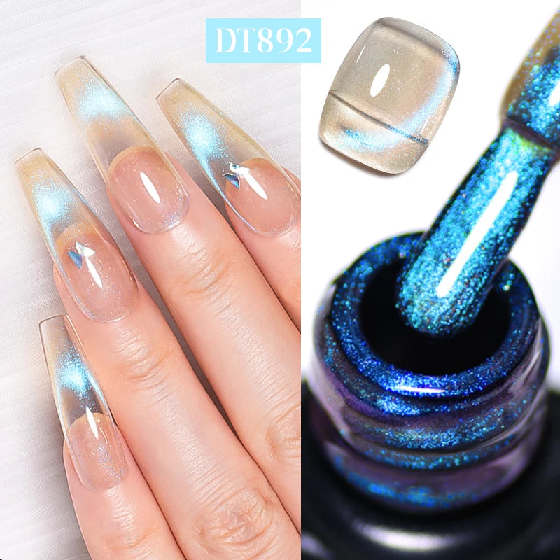 MEET ACROSS 7ml Golden Cat Magnetic Gel Nail Polish Dark Brown Red Green Christmas Nail Art Varnish Winter Autumn For Nails