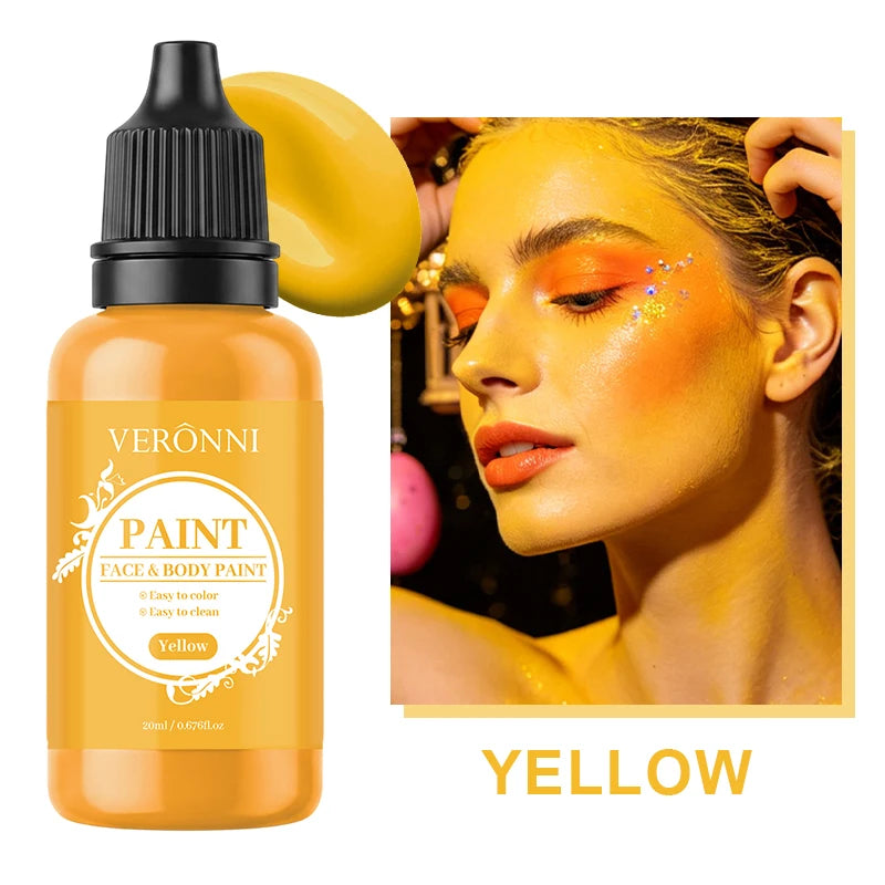 20ml Water Based Face Body Paint Single Bottle Safe Non-toxic For Halloween Party Cosplay Makeup Easy To Wash Off For Kids Adult