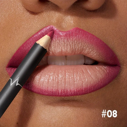 Waterproof Matte Lipliner Pencil – Red Contour Tint, Long-Lasting, Moisturizing Lips Makeup, 12 Colors