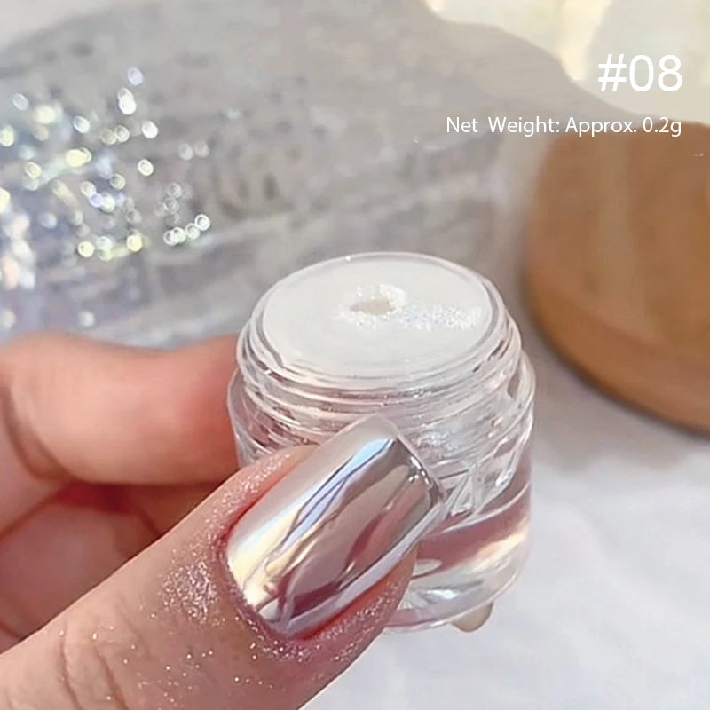 NICOLE DIARY 5g Aurora Pearl White Pink Nail Powder Pigments Metallic Rubbing Dust Moonlight Effect Nail Arts Decoration
