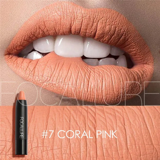 Focallure Matte Lipstick 19 Colors Long-Lasting Waterproof Soft Texture Lipstick Set Red & Nude Shades Cosmetic Glam Batom