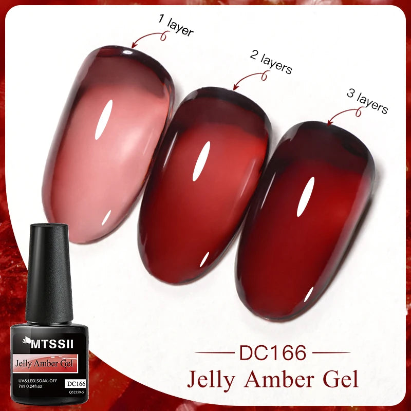 7ML Jelly Gel Nail Polish Black Crystal Translucent Dull Color Nail Art Gel Semi Permanent Varnish Soak Off UV LED Gel Polish