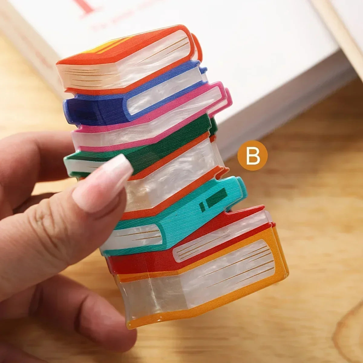 Muweordy New Creative Rainbow Books Hair Claw Funny Book Crab Hair Clip Teacher's Gift Shark Clip Hair Accessories for Woman