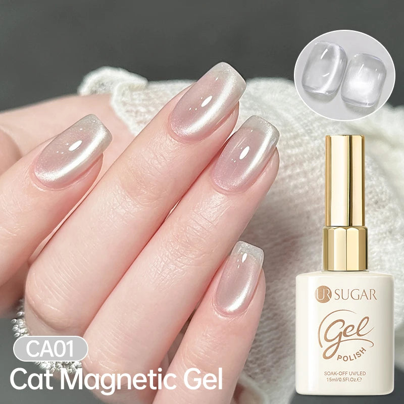 UR SUGAR 15ml Jelly Pink Cat Magnetic Gel Nail Polish Glitter ICE Soak Off Ceramic UV Gel Semi-permanent Nail Supplies Manicure