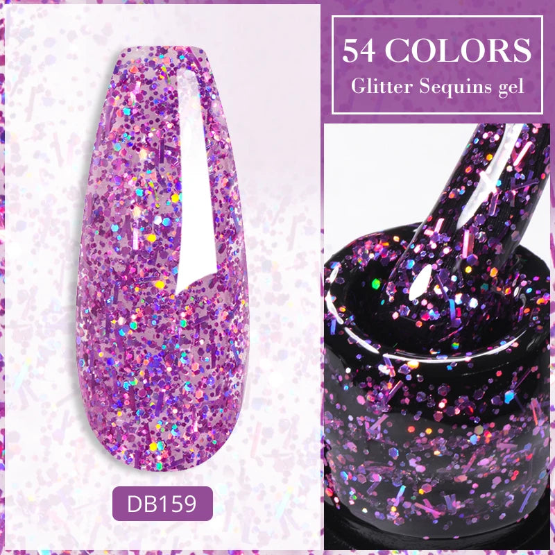 Mtssii 7ml Glitter Rubber Base Gel Polish Gold Sequins Pink White Base Gel Top Coat Soak Off UV LED Nail Art Varnish Manicure