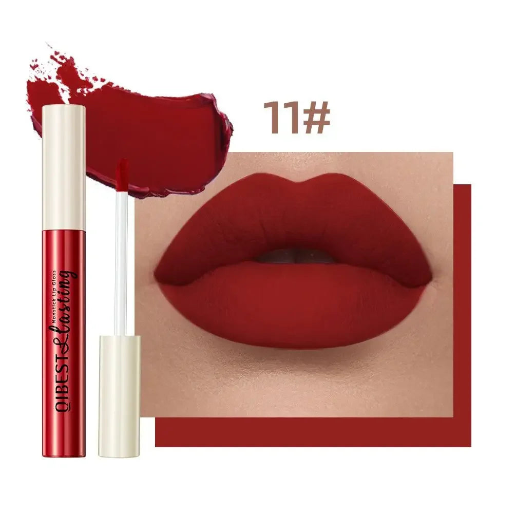 Nude Matte Lip Gloss 24 Colors Long-lasting Velvet Lipstick Waterproof Non-stick Cup Sexy Red Dark Lip Tint Makeup Cosmetic