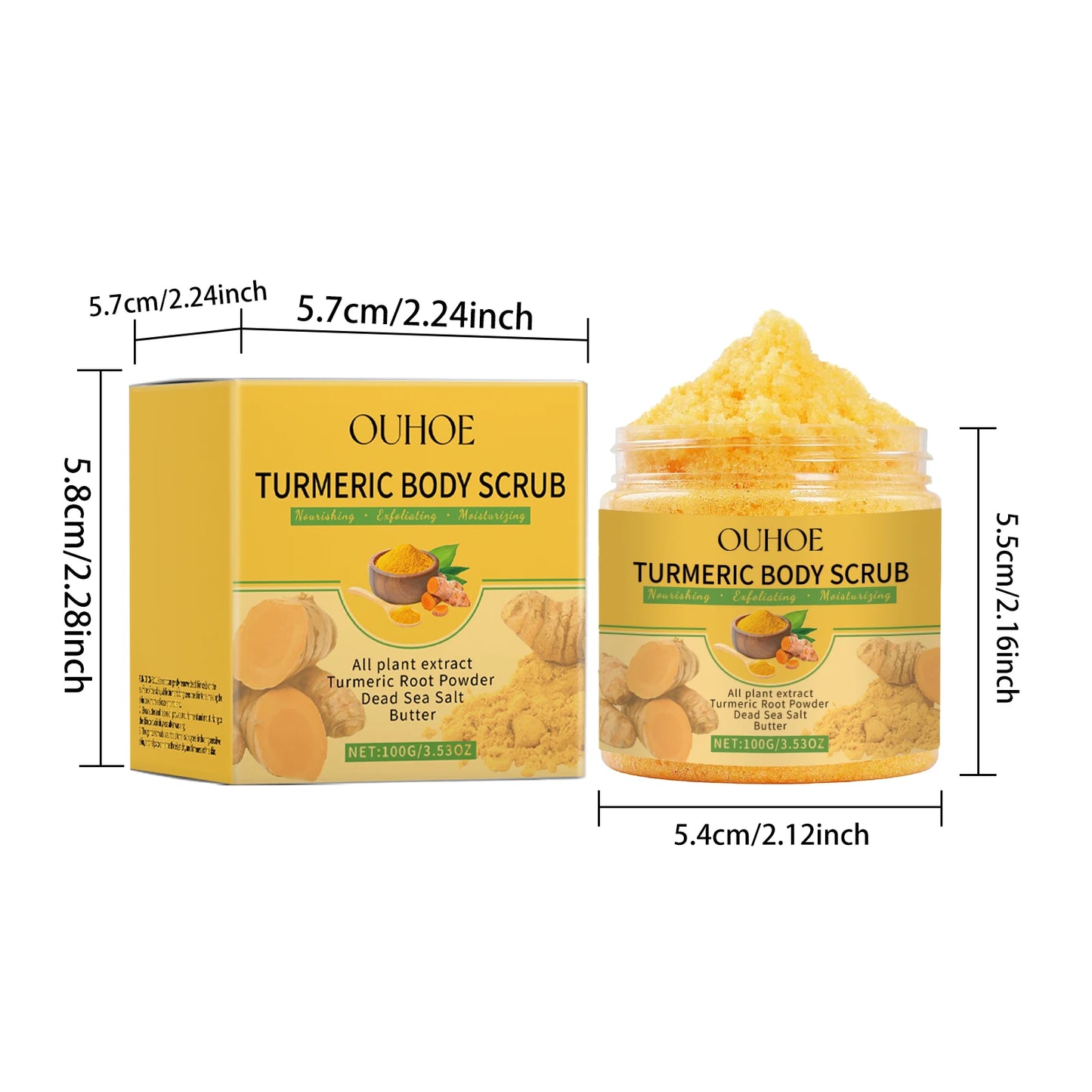 Turmeric Body Scrub Gentle Exfoliating Remove Dead Skin Pore Cleansing Hydrating Natural Brightening Skin Smoothing Skin Care