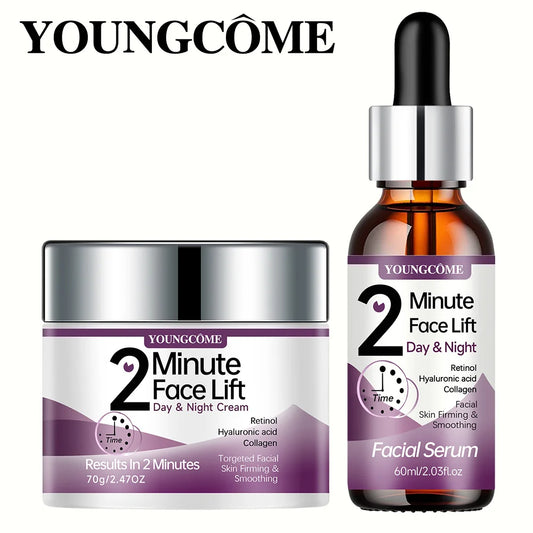 YOUNGCOME 2 Minute Face  Lift Day&Night Cream with Retinol and Serum, Hyaluronic Acid, Collagen,  Anti-Aging Firming Moisturizer