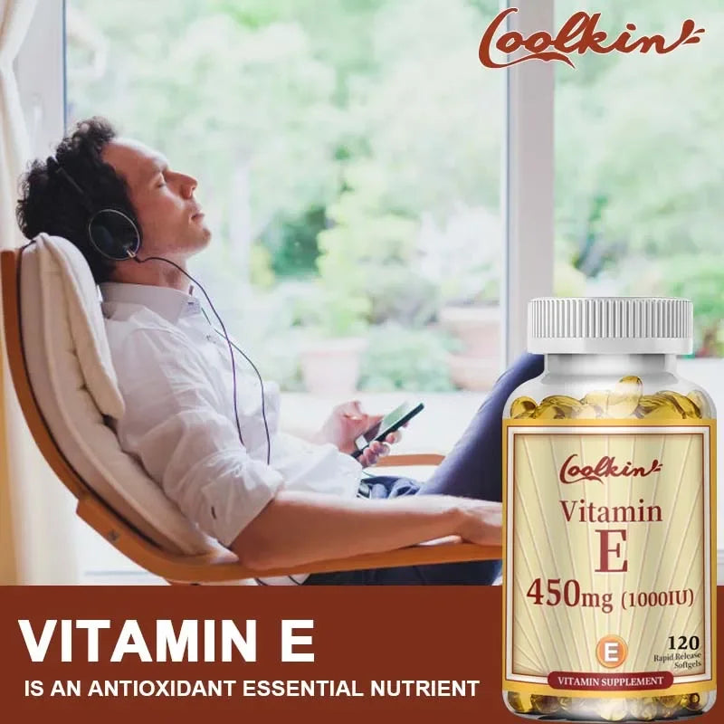 Vitamin E Capsules 450mg - Anti Aging,Anti-Wrinkle Firming Skin, Facial Treatment - 120 Capsules