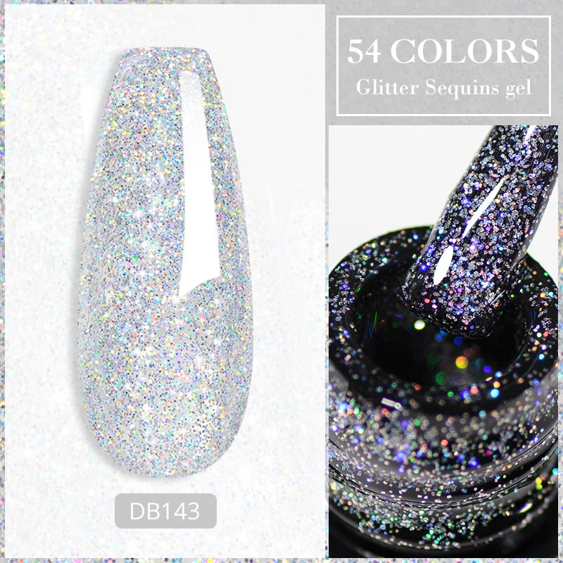 Mtssii 7ml Reflective Glitter Thermal Gel Nail Polish Color Changing Gel Semi-permanent Nail Art Varnishes Soak Off UV LED Gel
