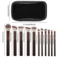 11pcs solid wood handle makeup brush set with Bag three color loose powder brush foundation brush eye shadow brush