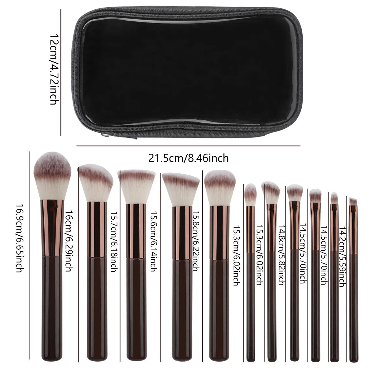 11pcs solid wood handle makeup brush set with Bag three color loose powder brush foundation brush eye shadow brush